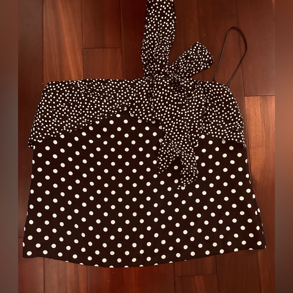 J. Crew Black and White Polka Dot Strapless Top